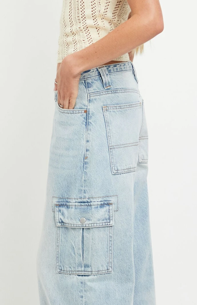 Pacsun Sloane Low Rise Ultra Baggy Jeans Cargo Light Blue