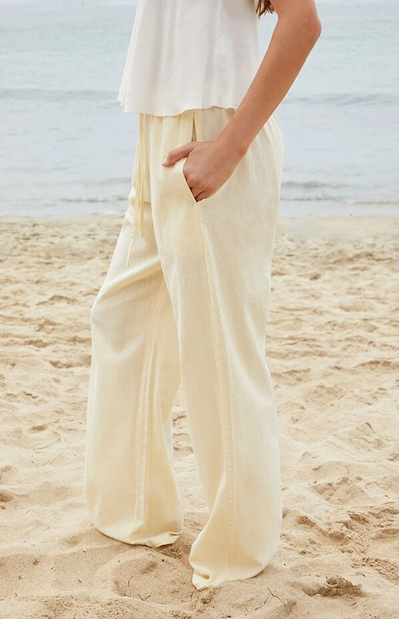 John Galt Yellow Anastasia Linen Baggy Lounge Pants