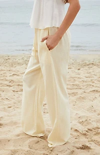 John Galt Yellow Anastasia Linen Baggy Lounge Pants