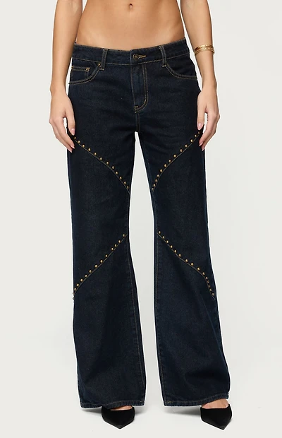 Edikted Charla Stud Low Rise Baggy Jeans