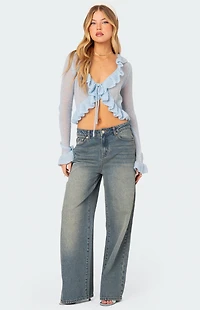 Edikted Ryleigh Ruffled Tie Front Cardigan