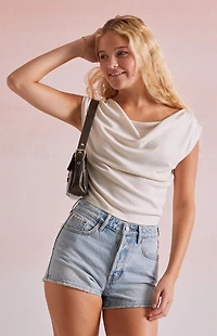 Beverly and Beck Draped Cowl Neck Top