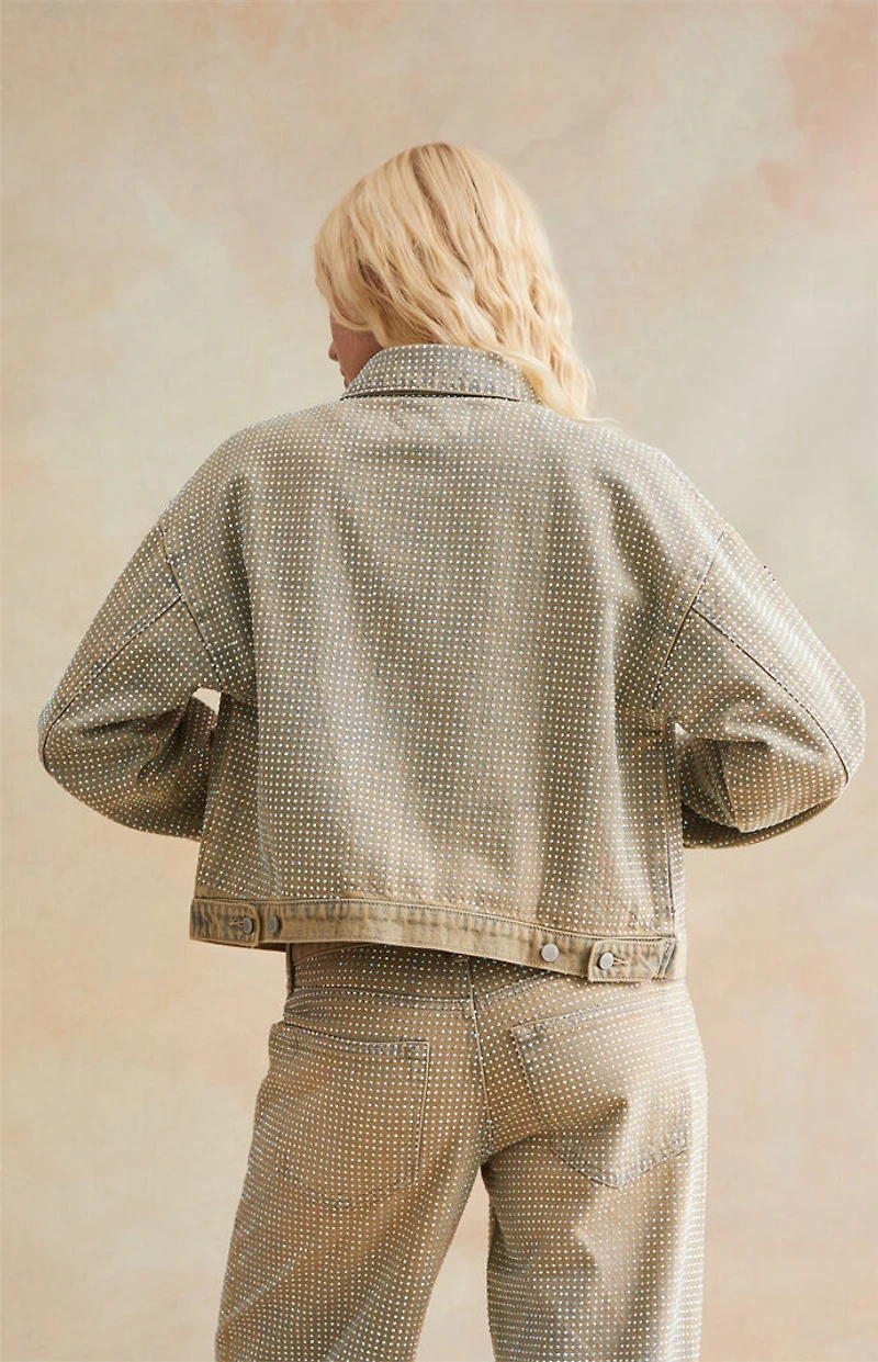 RARE DNM EDIT Rhinestone Denim Cropped Gas Jacket