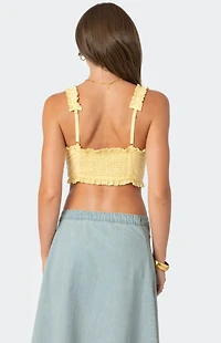 Edikted Button Front Cropped Eyelet Corset