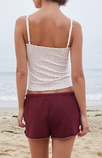 John Galt Skylar White Floral Cropped Tank Top