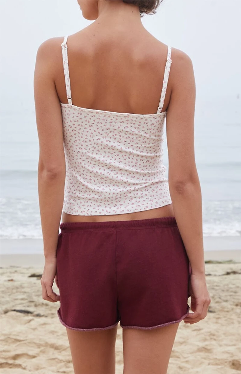 John Galt Skylar White Floral Cropped Tank Top