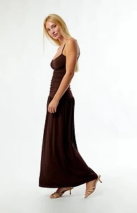 WEWOREWHAT Ruched Front Scoop Maxi Dress