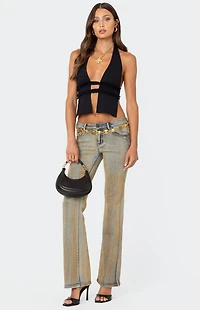 Edikted Luma Split Front Backless Halter Top