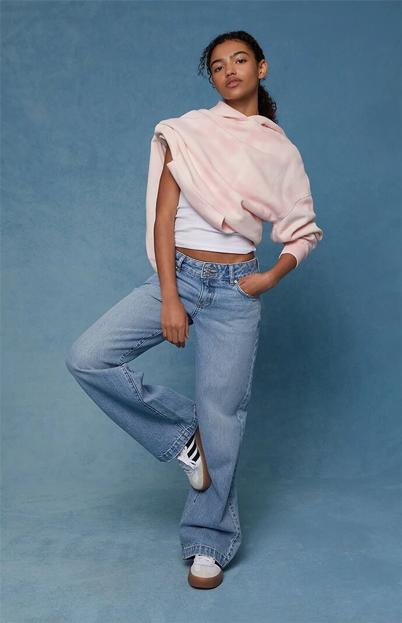 Pacsun Casey Low Rise Baggy Jeans Double Button Medium Indigo