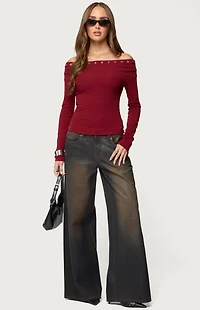 Edikted Rebekka Grommet Off Shoulder Top