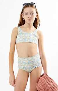 Pacsun Kids Rose Plaid Tank & High Waisted Bikini Set