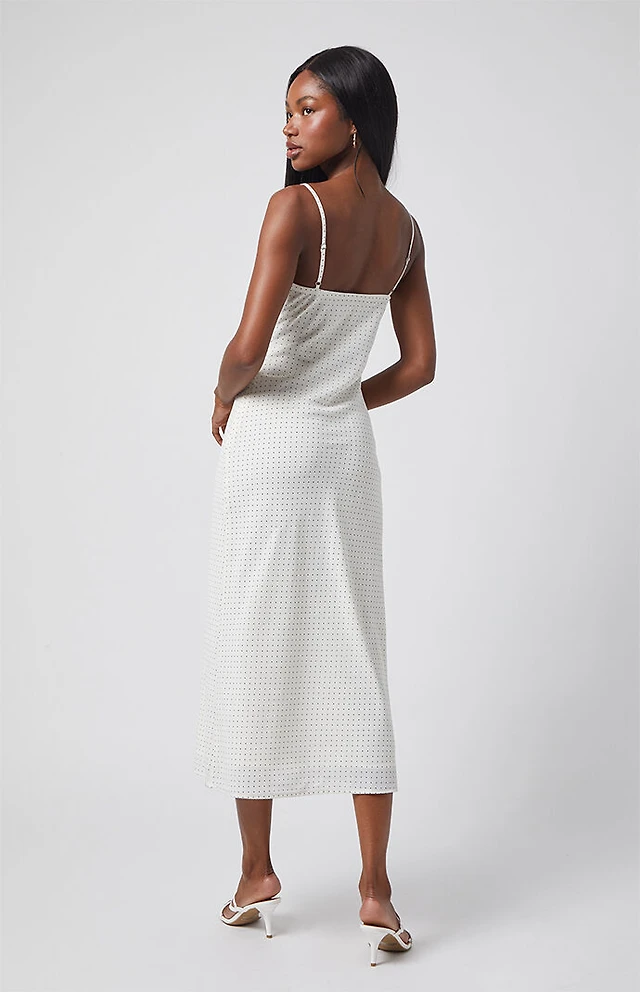chiffon dresses midi length Smitten Sweetheart Neckline Chiffon Midi Dress White