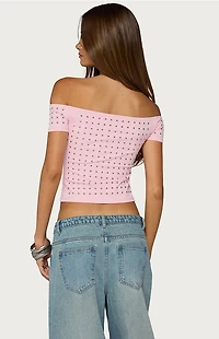 Edikted Mack Studded Off Shoulder Top