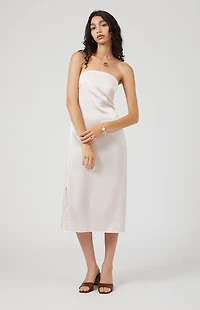Beverly and Beck Strapless Satin Midi Dress