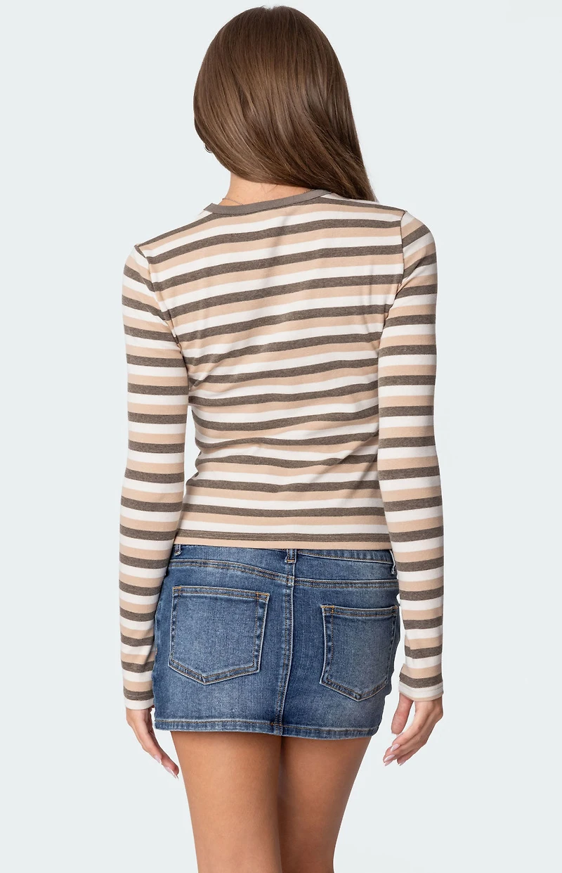 Edikted Sivan Striped Long Sleeve T-Shirt