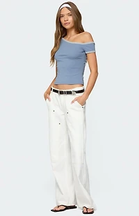 Edikted Lorna Contrast Off Shoulder Top