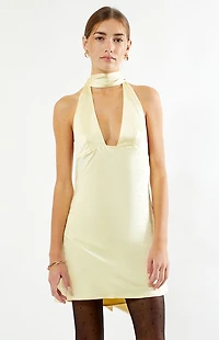 Beverly and Beck Vera Satin Halter Mini Dress