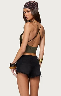 Edikted Elenie Fringed Cowl Neck Top