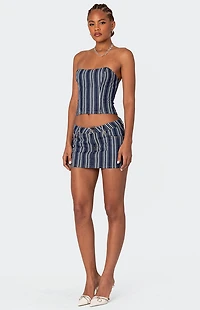 Edikted Inez Striped Denim Corset