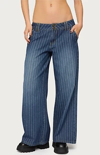 Edikted Petite Cory Striped Low Rise Jeans