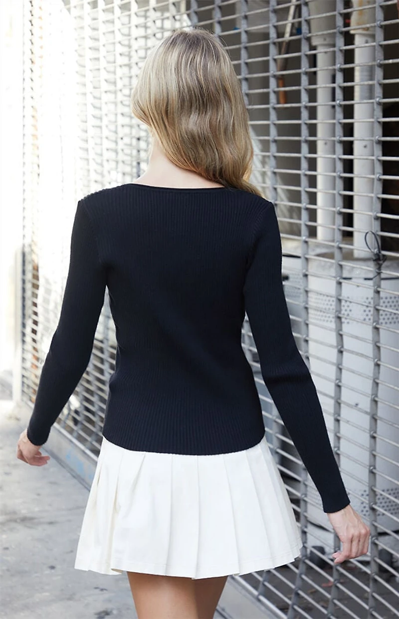 John Galt Black Basic Scoop Sweater