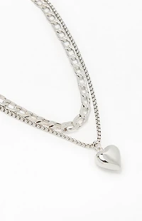 LA Hearts Heart Chain Layered Necklace