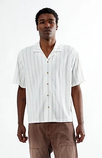 Pacsun White Oversized Striped Camp Shirt