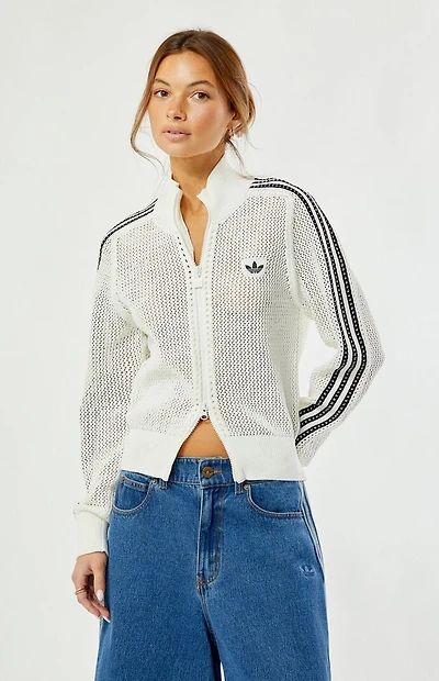 adidas Off White Crochet Track Jacket