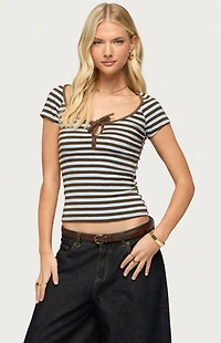 Edikted Emberly Striped Raglan Top