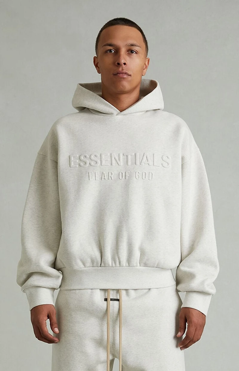Fear of God ESSENTIALS Heather Oatmeal Embossed Classic Hoodie