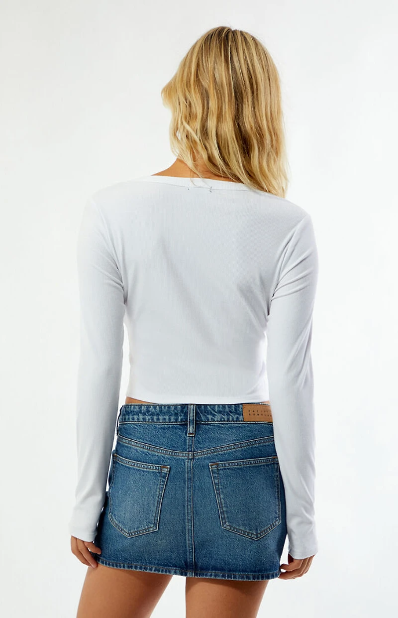 True Religion Buddha Notched V-Neck Long Sleeve Top