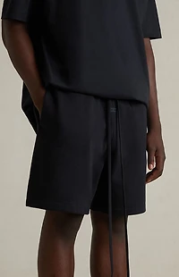 Fear of God ESSENTIALS Jet Black Soccer Fleece Sweat Shorts
