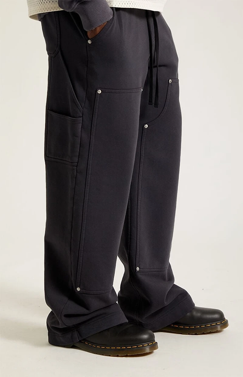 Pacsun Black Paneled Carpenter Fleece Extreme Baggy Sweatpants