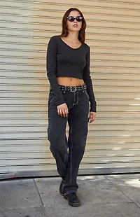 John Galt Black Josephine Long Sleeve Top