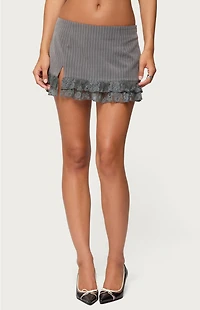 Edikted Mona Lacey Slit Pinstripe Mini Skort