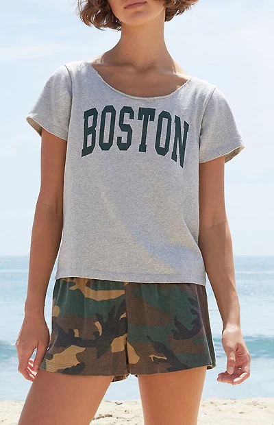 John Galt Silver Boston Short Sleeve Off-The-Shoulder Top