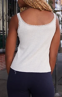 John Galt Silver Beyonca Lace Cropped Tank Top