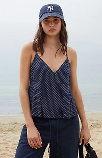 John Galt Blue Tiffany Polka Dot Tank Top