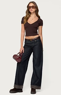 Edikted Theresa V Neck Knit Top