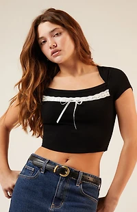 Est. PAC 1980 Sabrina Tie Front Square Neck Top