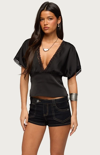 Edikted Ihara Lacey Cinched Waist Top