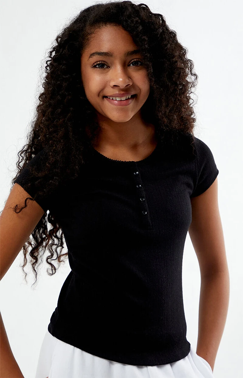 Pacsun Kids Henley Black Skimmer T-Shirt