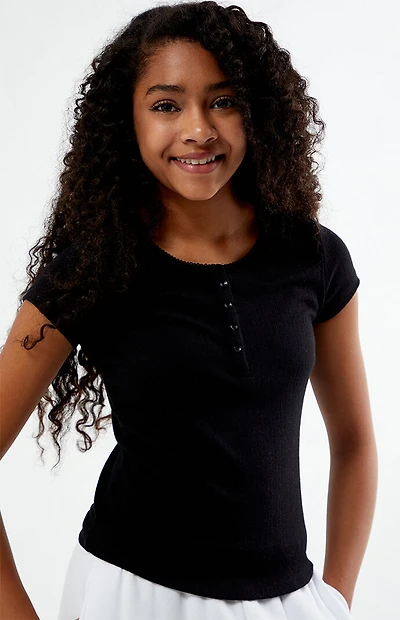 Pacsun Kids Henley Black Skimmer T-Shirt