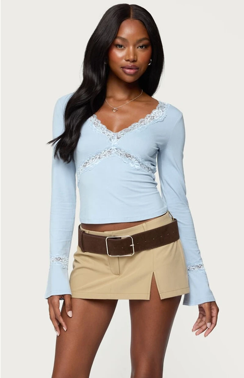 Edikted Mathilda Lacey Bell Sleeve Top