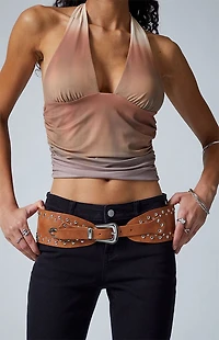 Pacsun Gemini Faux Leather Wide Studded Belt
