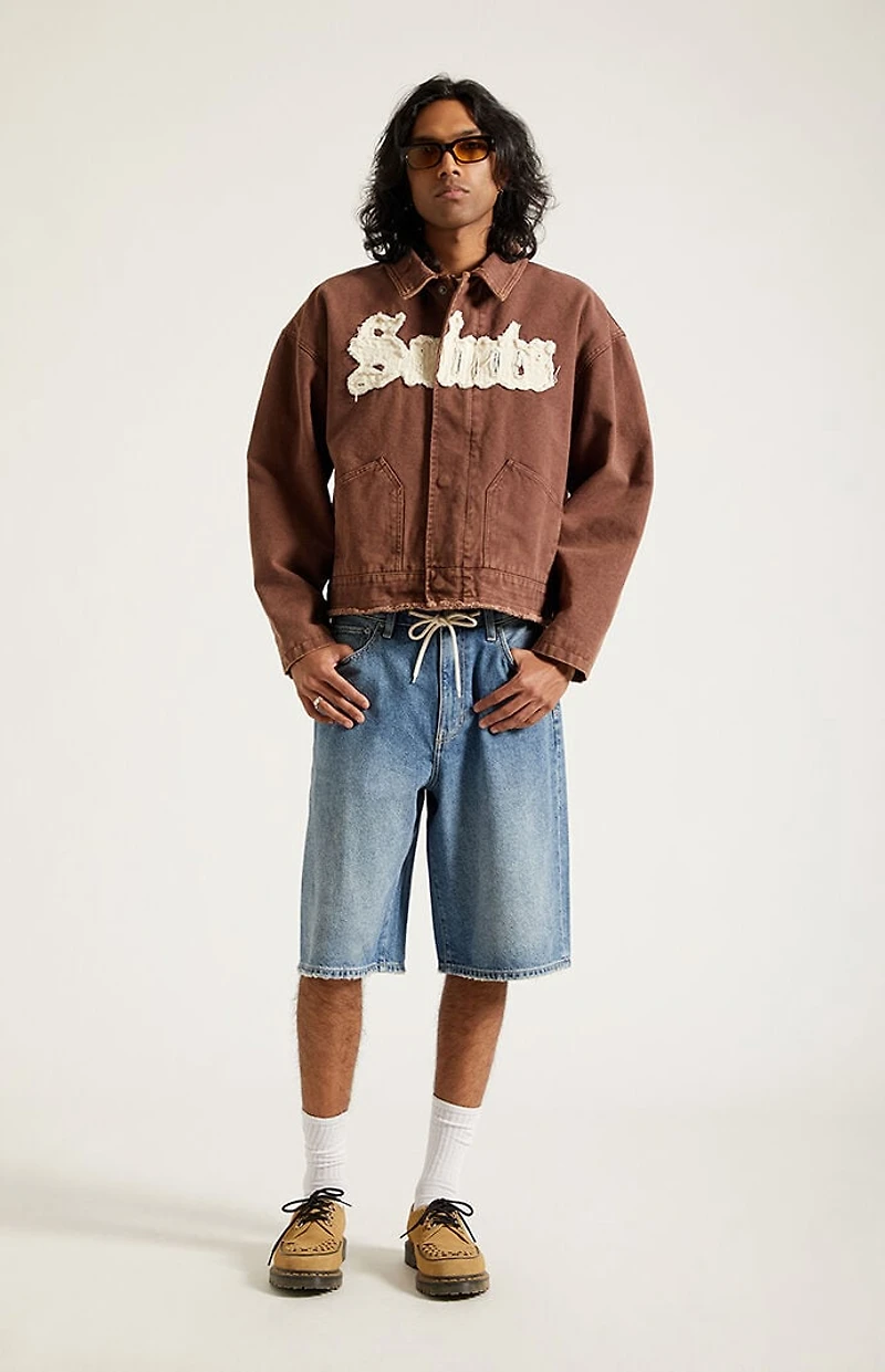 Pacsun Austin Extreme Baggy Denim Shorts Drawstring Medium Blue