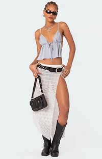 Edikted Rylee Tie Front Open Back Top