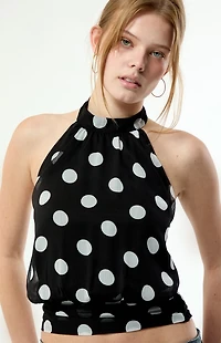 Beverly and Beck Mira Polka Dot Halter Top