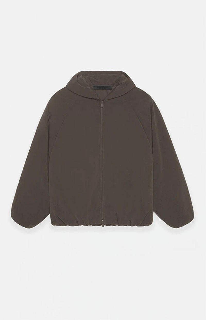 Fear of God ESSENTIALS Brown Military Nylon Hooded Bomber Jacket