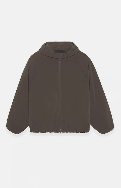 Fear of God ESSENTIALS Brown Military Nylon Hooded Bomber Jacket